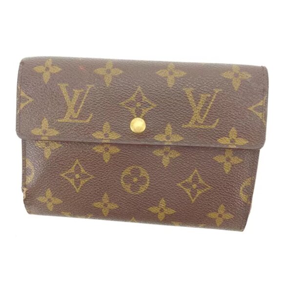 Louis Vuitton Wallet Purse Trifold Monogram Brown Woman Authentic Used